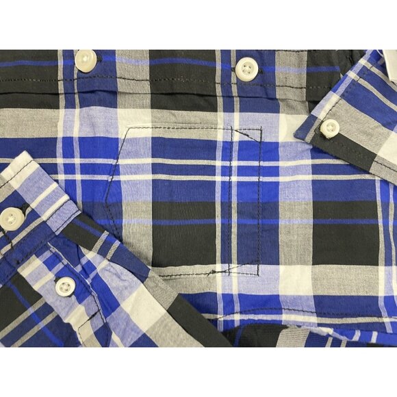 GYMBOREE Toddler Boy 2-Pcs Button Front Plaid Shirt 100% Cotton Blue/Green 3T - Picture 5 of 11